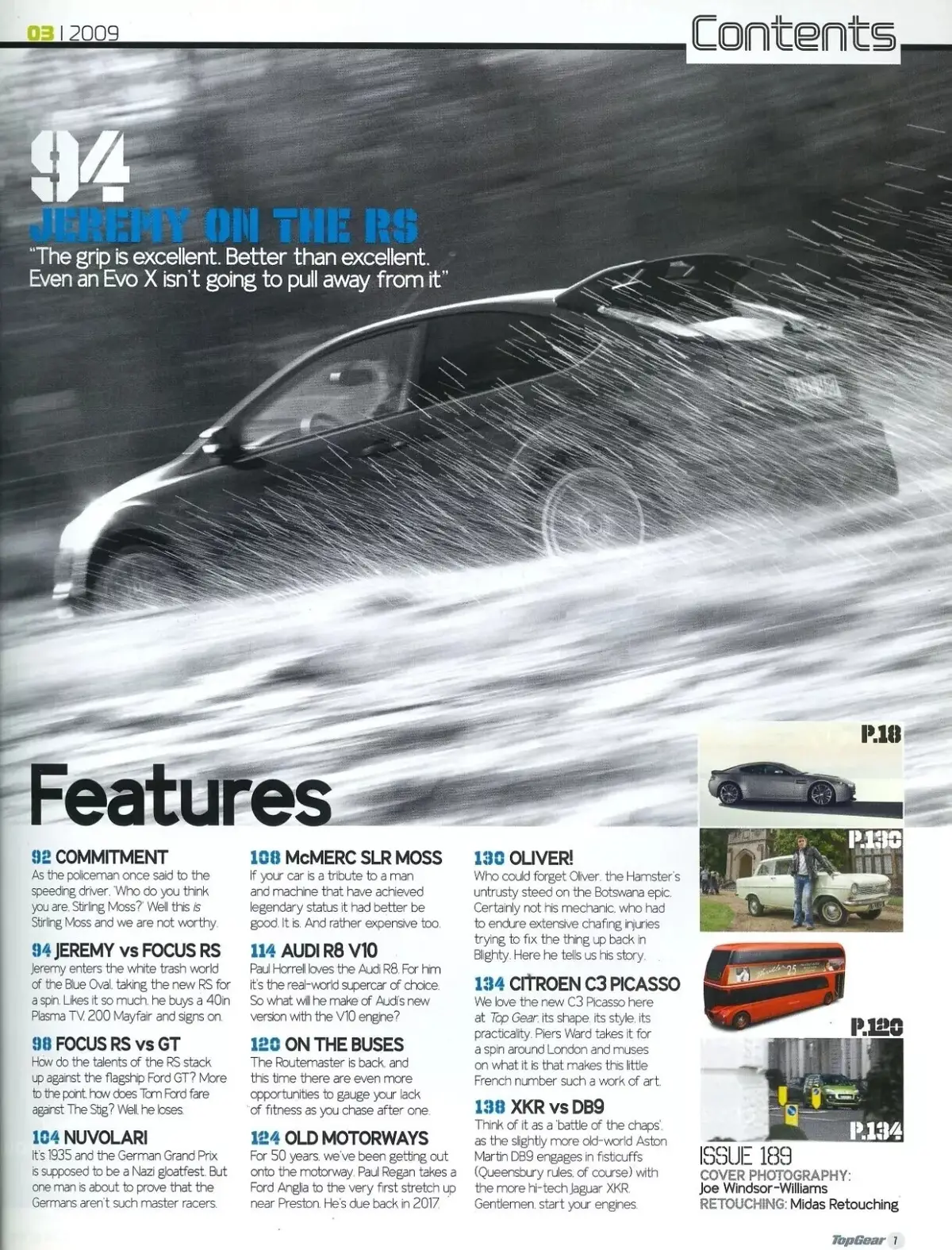 BBC Top Gear Magazine: Issue #189, Audi R8, Citroen C3, Focus RS, March 2009 - image 2 | Free standard UK delivery included | Discount Quality Products