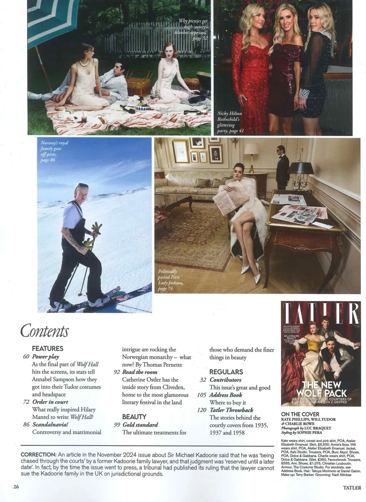 TATLER Magazine: Charlie Rowe, Kate Phillips, Will Tudor, Wolf Hall, Jan 2025 - image 3 | Free standard UK delivery included | Discount Quality Products