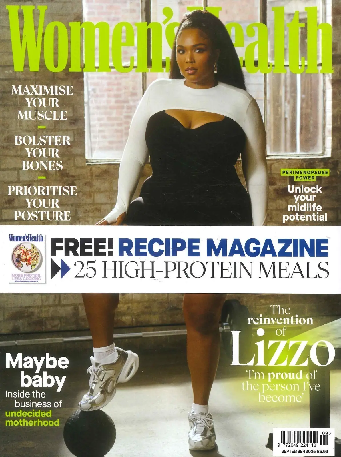 Women's Health Magazine Lizzo, Fitness, Free Protein Meal Recipe Guide Sept 2025