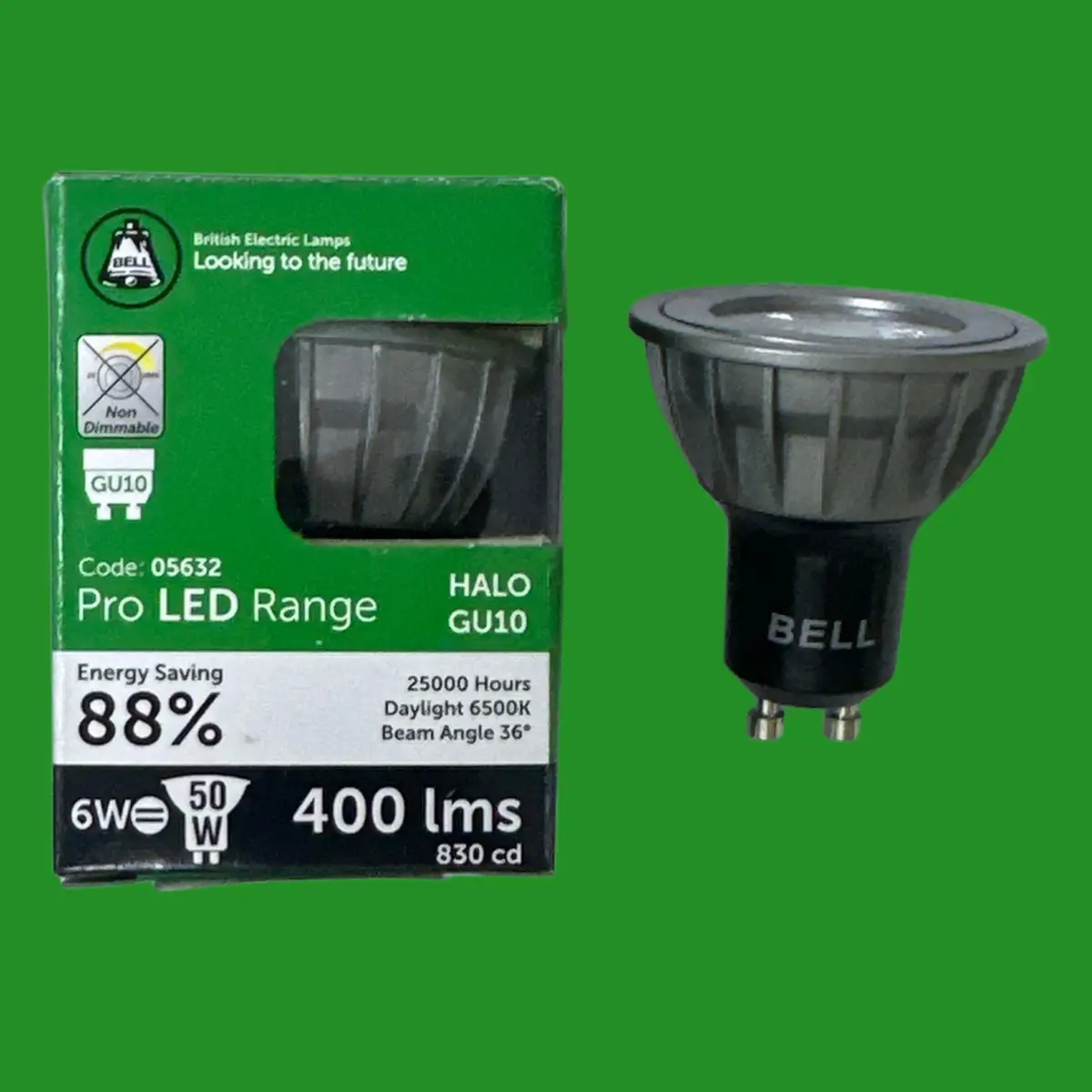 1x 6W (=50W) Bell Halo Pro LED GU10 Reflector Spot Light Bulb 36 Deg Lamp 6500K
