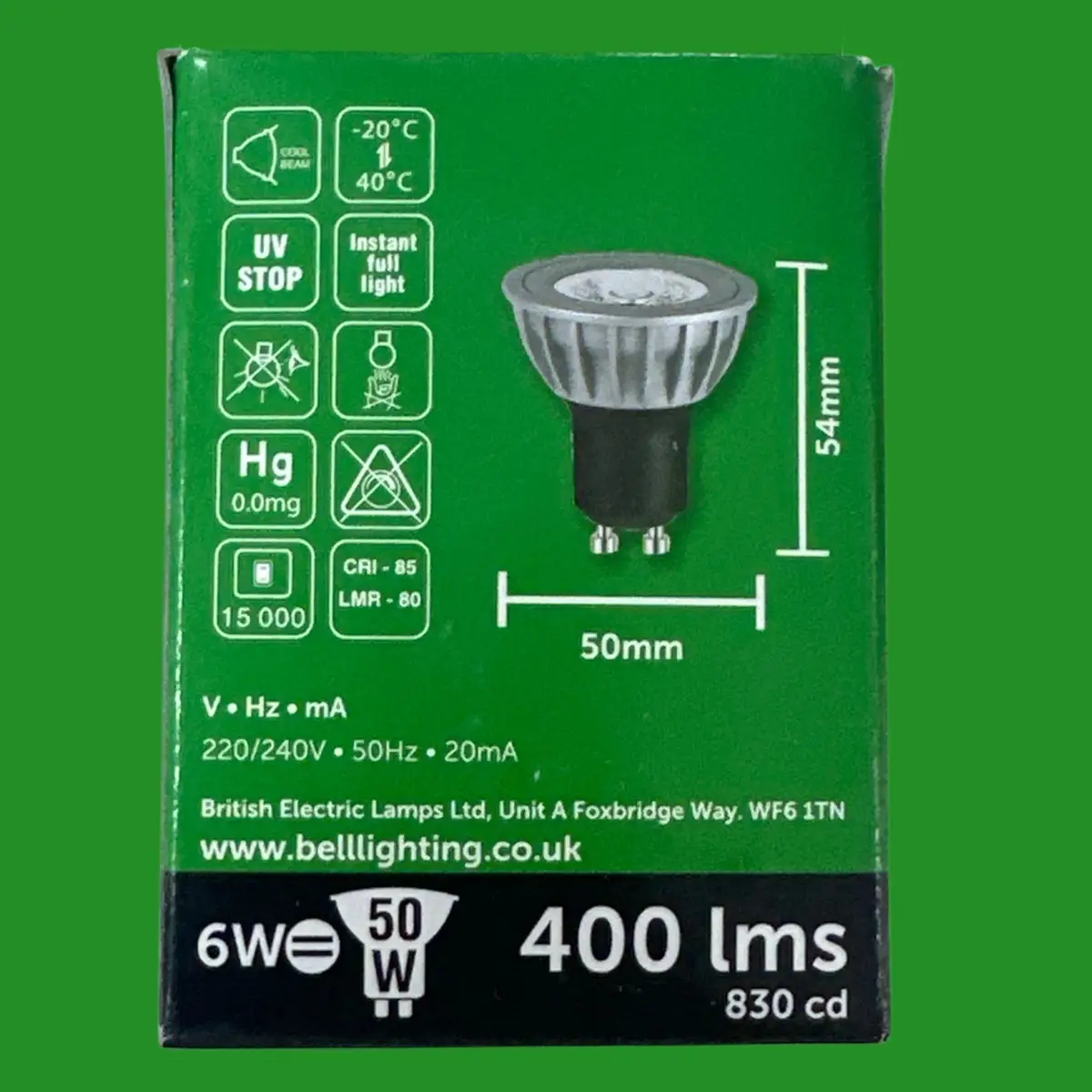 1x 6W (=50W) Bell Halo Pro LED GU10 Reflector Spot Light Bulb 36 Deg Lamp 6500K - image 2 | Free standard UK delivery included | Discount Quality Products