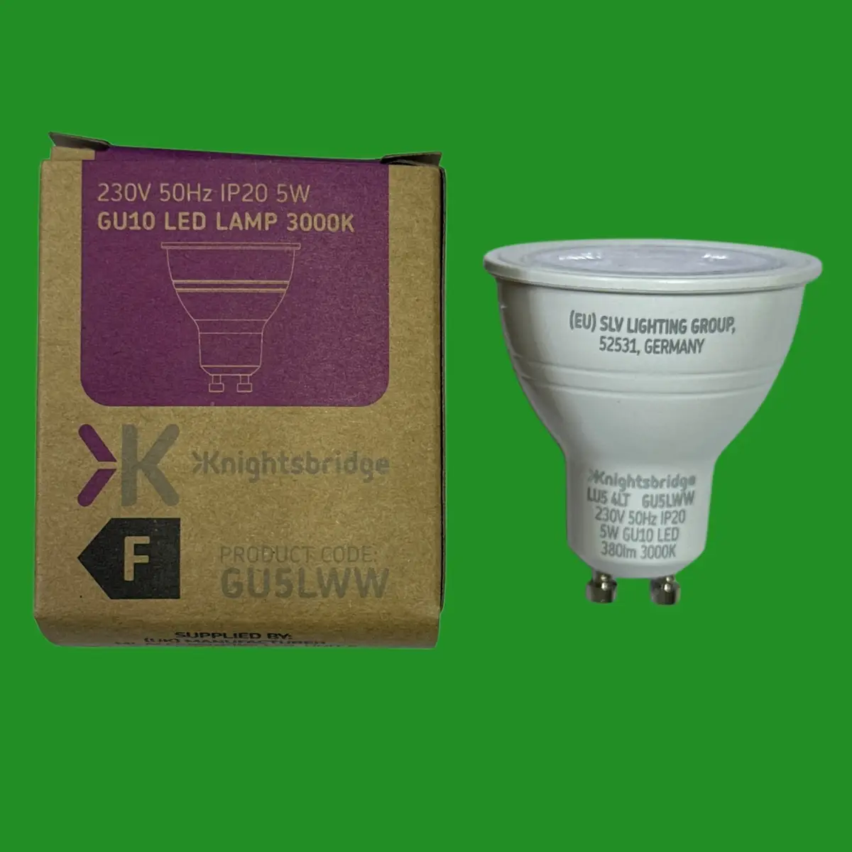 2x 5W (=50W) Knightsbridge LED GU10 Reflector Spot Light Bulbs 3000K 35 Degree