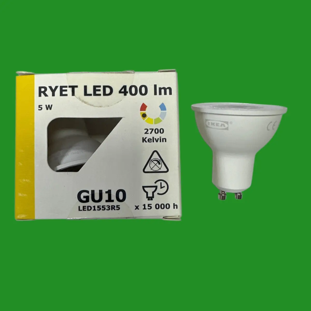 2x 5W (=50W) Ikea Ryet LED GU10 Reflector Spot Light Bulbs 2700K 36 Degree lamp