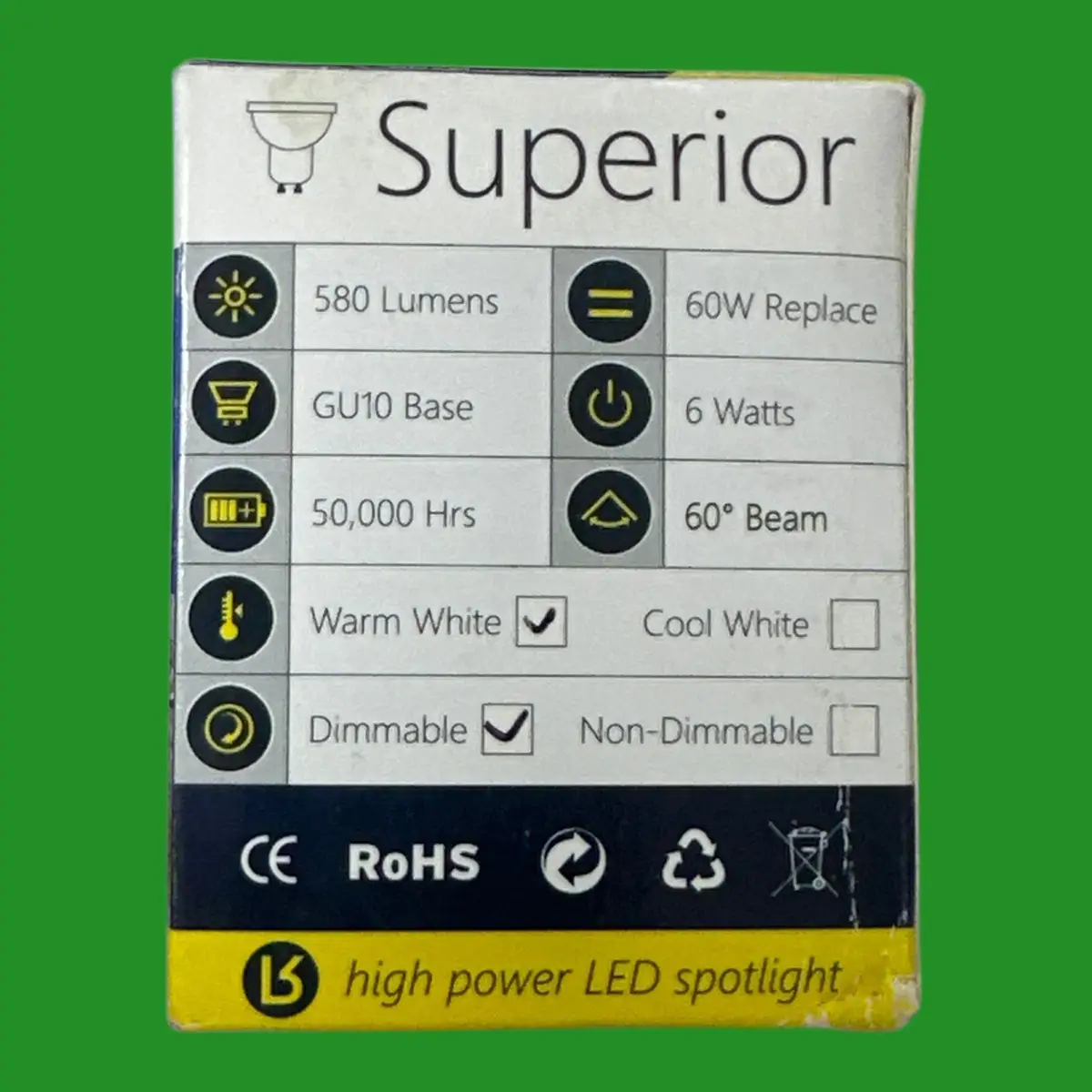 1x 6W (=60W) LightWell Dimmable GU10 LED Reflector Spot light Bulbs 3000K Lamp - image 2 | Free standard UK delivery included | Discount Quality Products