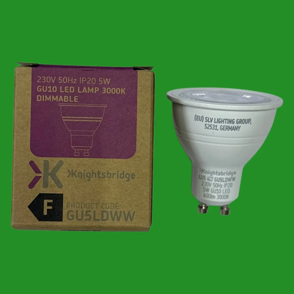 2x 5W (=50W) Knightsbridge Dimmable  LED GU10 Reflector Spot Light Bulbs 3000K