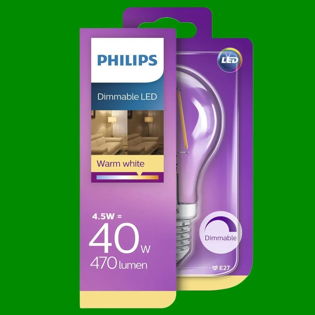 1x 4.5W (=40W) Philips Dimmable LED Filament GLS A60 Light Bulb ES E27 Screw - image 2 | Free standard UK delivery included | Discount Quality Products