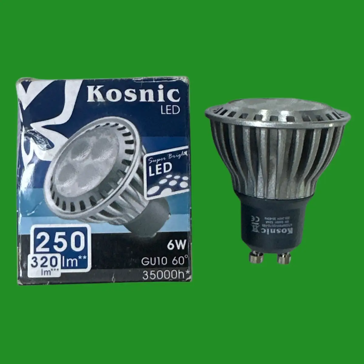 2x 6W (=50W) Kosnic LED GU10 Reflector Spot Light Bulbs 6500K Daylight 60 Degree