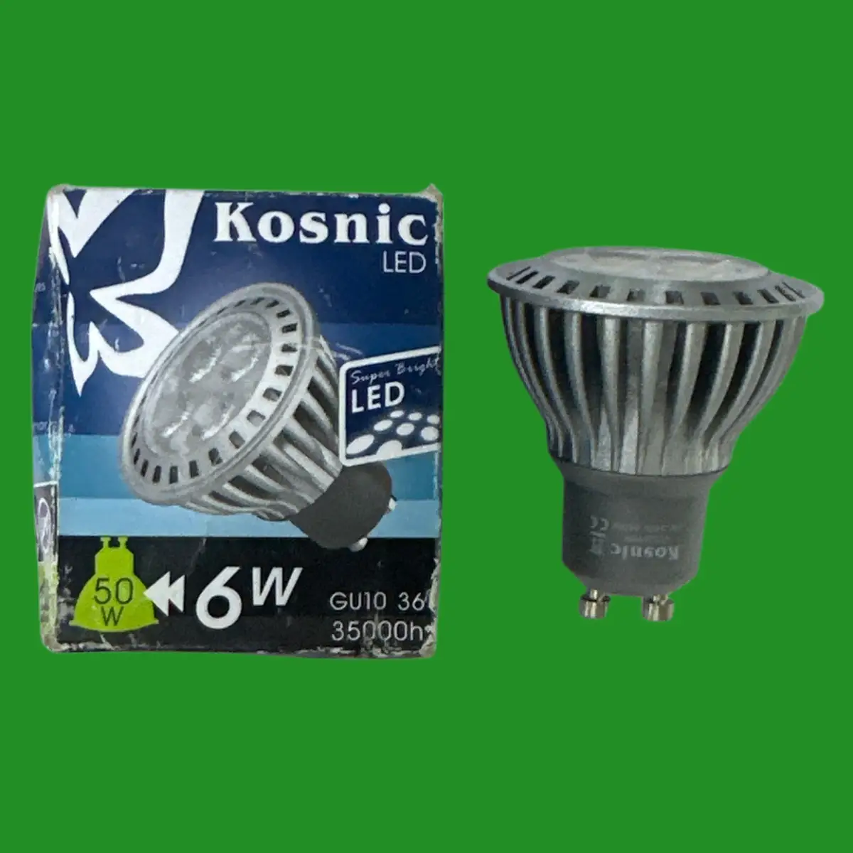 1x 6W (=50W) Kosnic LED GU10 Reflector Spot Light Bulbs 6500K Daylight 36 Degree