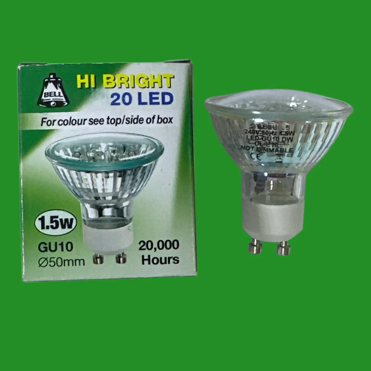 10x 1.5W BELL 20 LED White Coloured GU10 Reflector Spot Light Bulbs Downlights