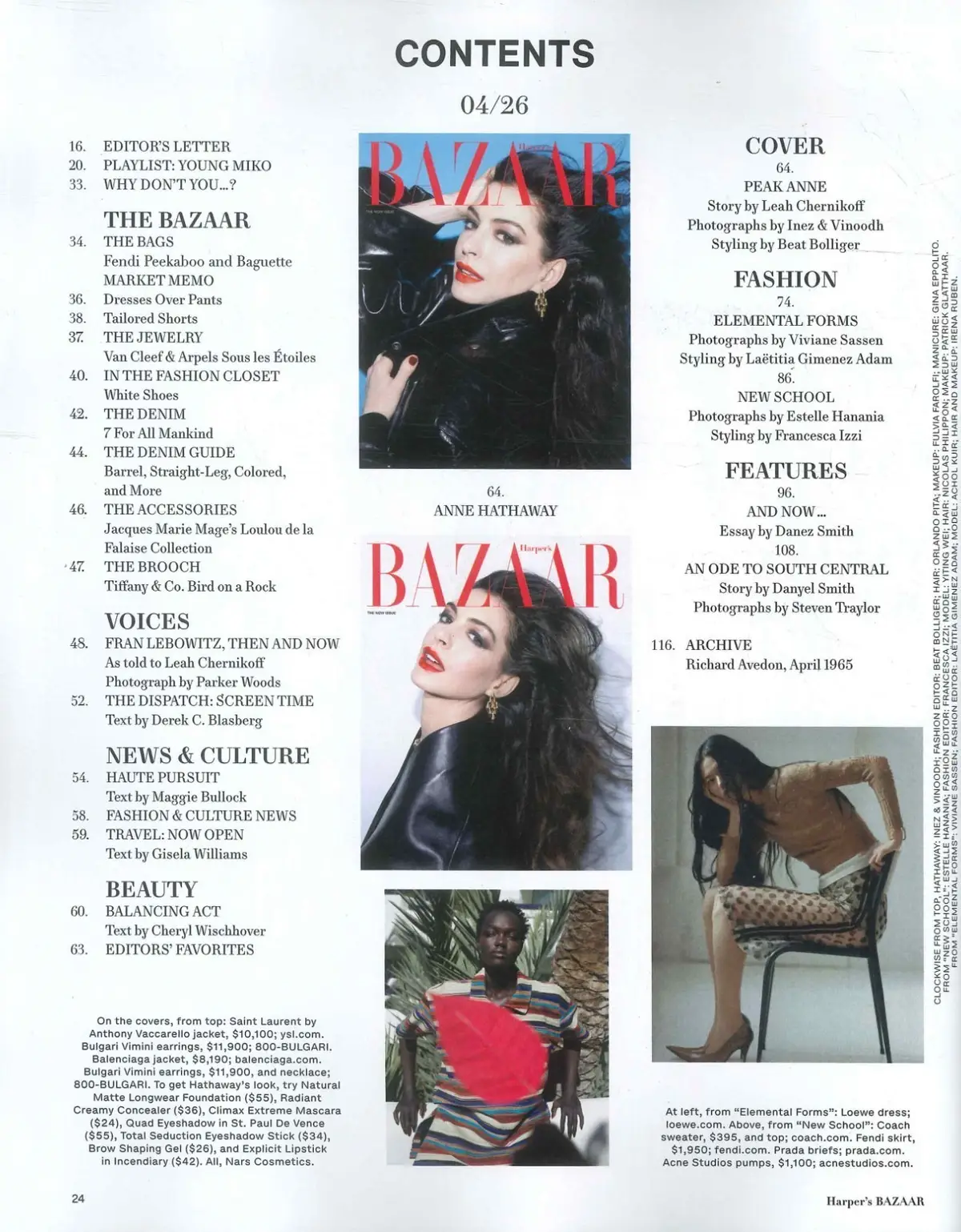 Harper's Bazaar USA Magazine: Anne Hathaway, Richard Avedon, Fashion, April 2026 - image 3 | Free standard UK delivery included | Discount Quality Products