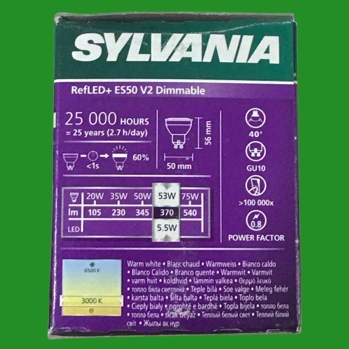 2x 5.5W (=50W) Sylvania Dimmable LED GU10 Reflector Spot Light Bulbs 3000K - image 2 | Free standard UK delivery included | Discount Quality Products