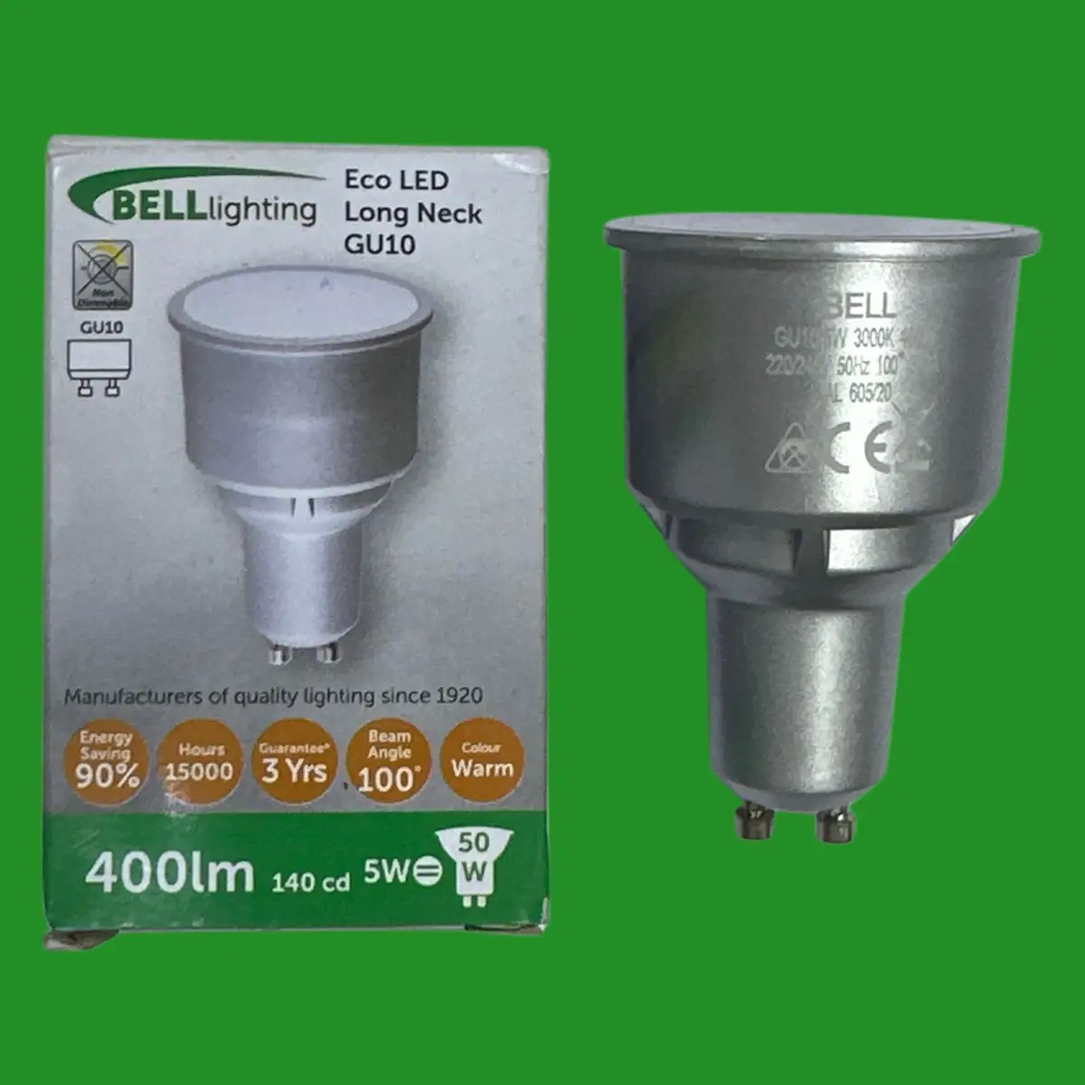 5W (=50W) BELL Long Barrel Neck GU10 74mm Reflector Spot Light Bulbs 3000K Lamp