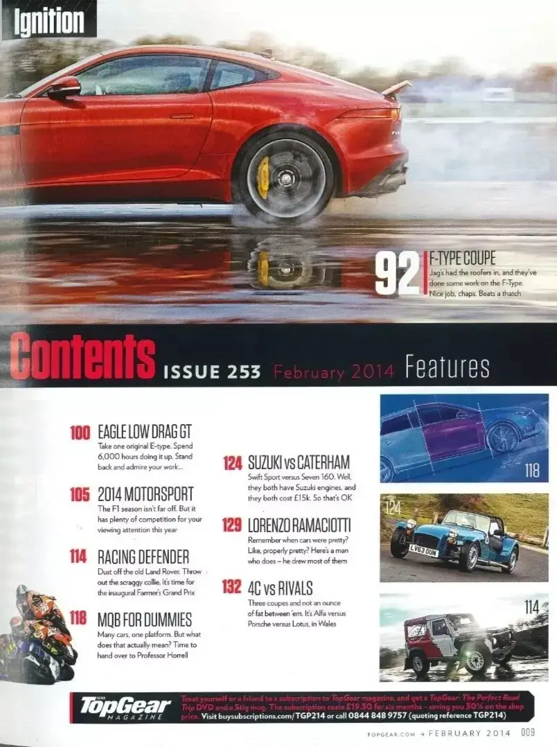 BBC Top Gear Magazine: Issue #253, Super Coupes, Jaguar F-Type, Audi, Feb 2014 - image 2 | Free standard UK delivery included | Discount Quality Products