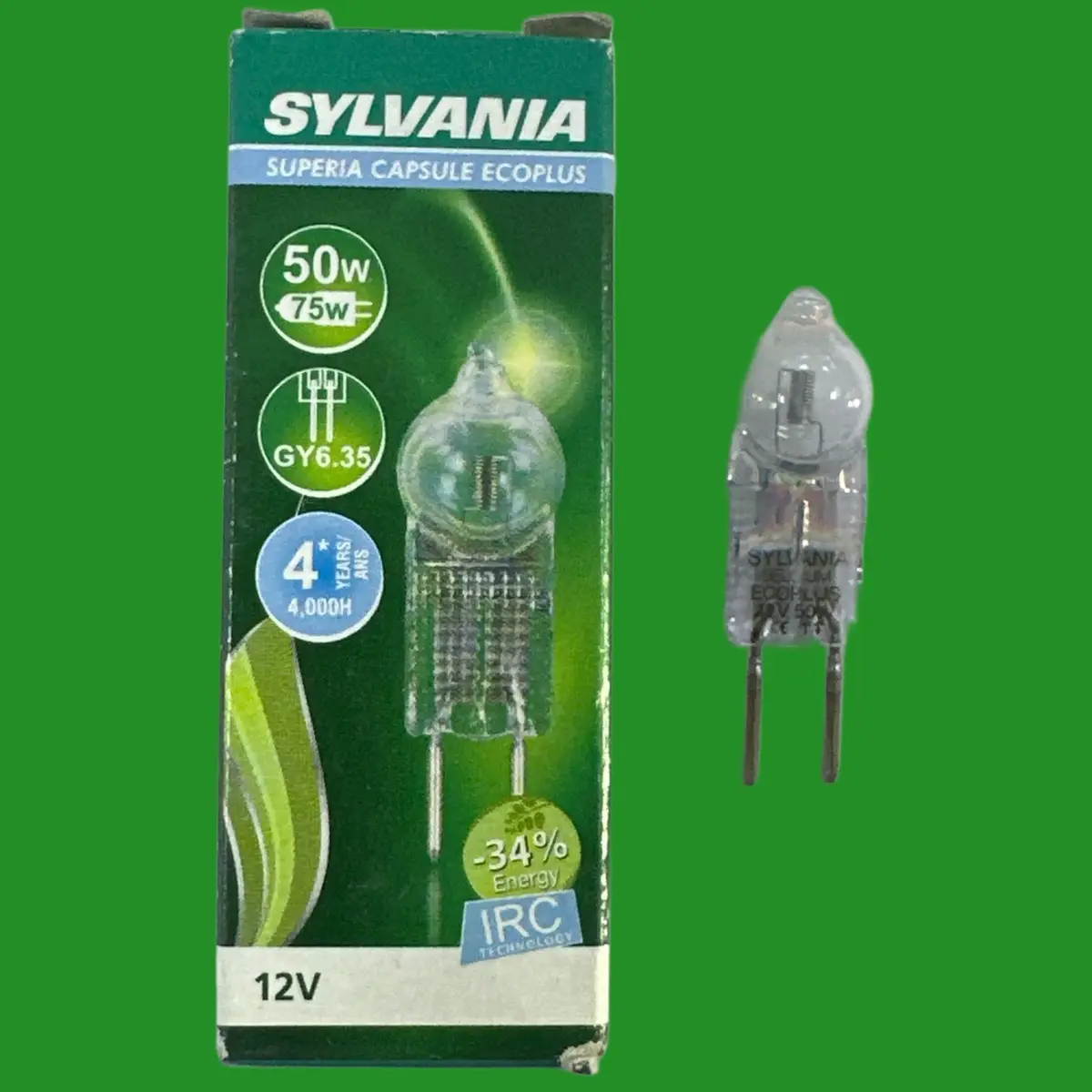 6x 50W (=75W) Sylvania 12V Halogen GY6.35 Dimmable Clear Capsule Light Bulb Lamp