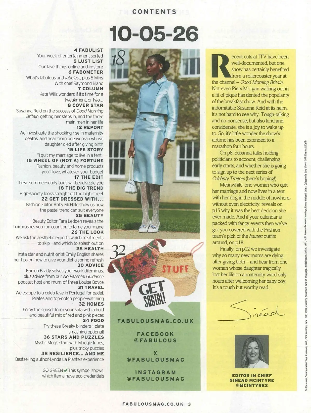 Fabulous Magazine Susanna Reid, Raymond Blanc, Lynda La Plante, Fashion, 10.5.26 - image 3 | Free standard UK delivery included | Discount Quality Products