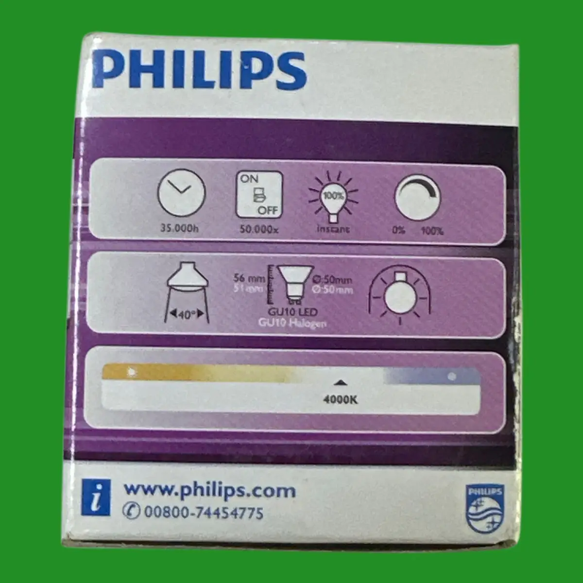 1x 4.3W (=50W) Philips Dimmable LED GU10 Reflector Spot Light Bulb 4000K Lamp - image 2 | Free standard UK delivery included | Discount Quality Products
