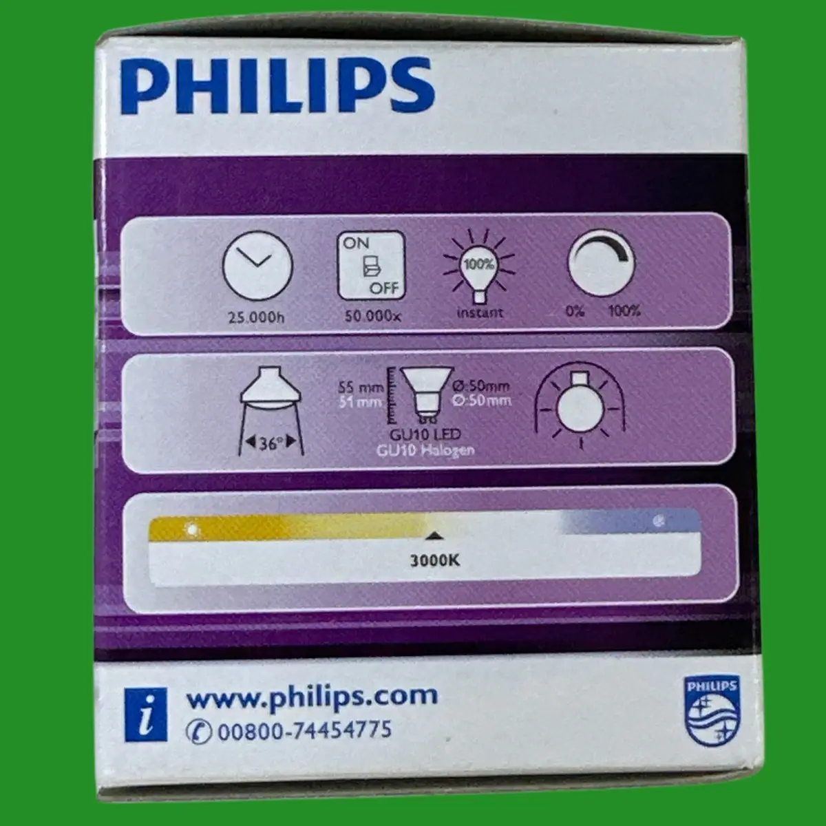 1x 5.3W (=50W) Philips Dimmable LED GU10 Reflector Spot Light Bulb 3000K Lamp - image 2 | Free standard UK delivery included | Discount Quality Products