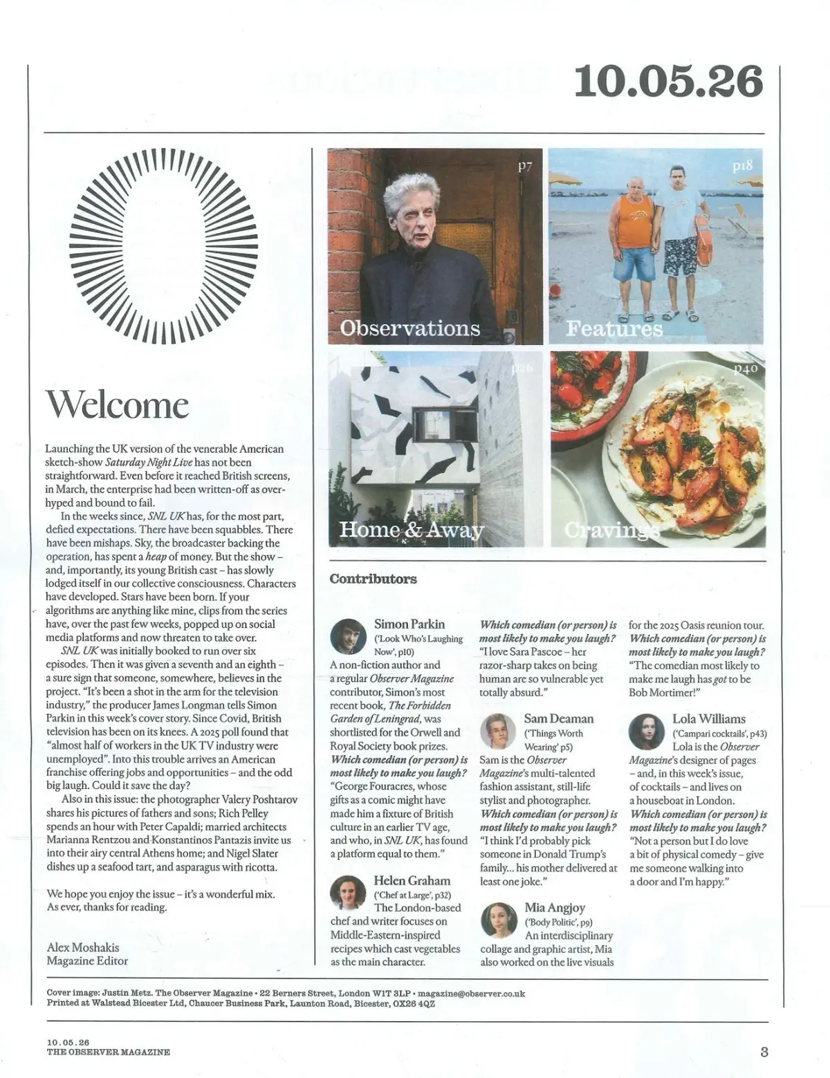 Observer Magazine: Saturday Night Live, Peter Capaldi, Nigel Slater, 10.5.26 - image 3 | Free standard UK delivery included | Discount Quality Products