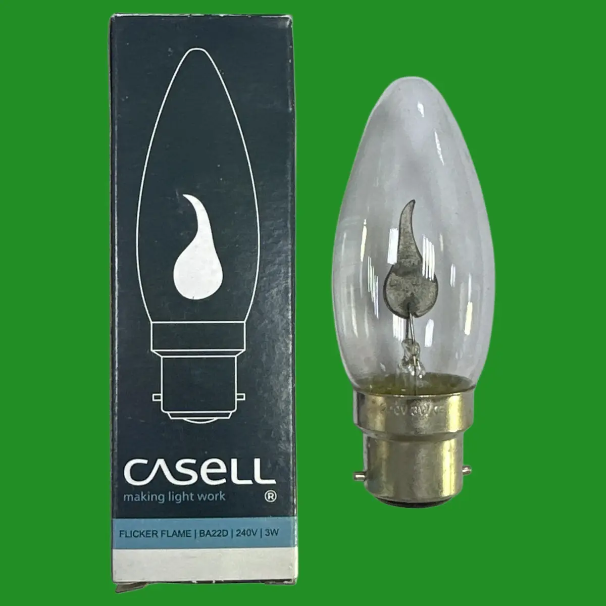 1x 3W Clear Flicker Flame Candle Light bulb, Bayonet, BC, B22, Decorative Lamps