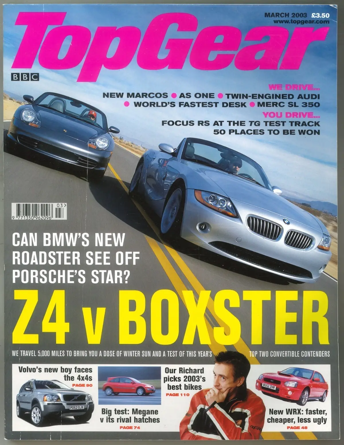 BBC Top Gear Magazine: Issue #114, BMW Z4, Porsche Boxster, Ford, March 2003