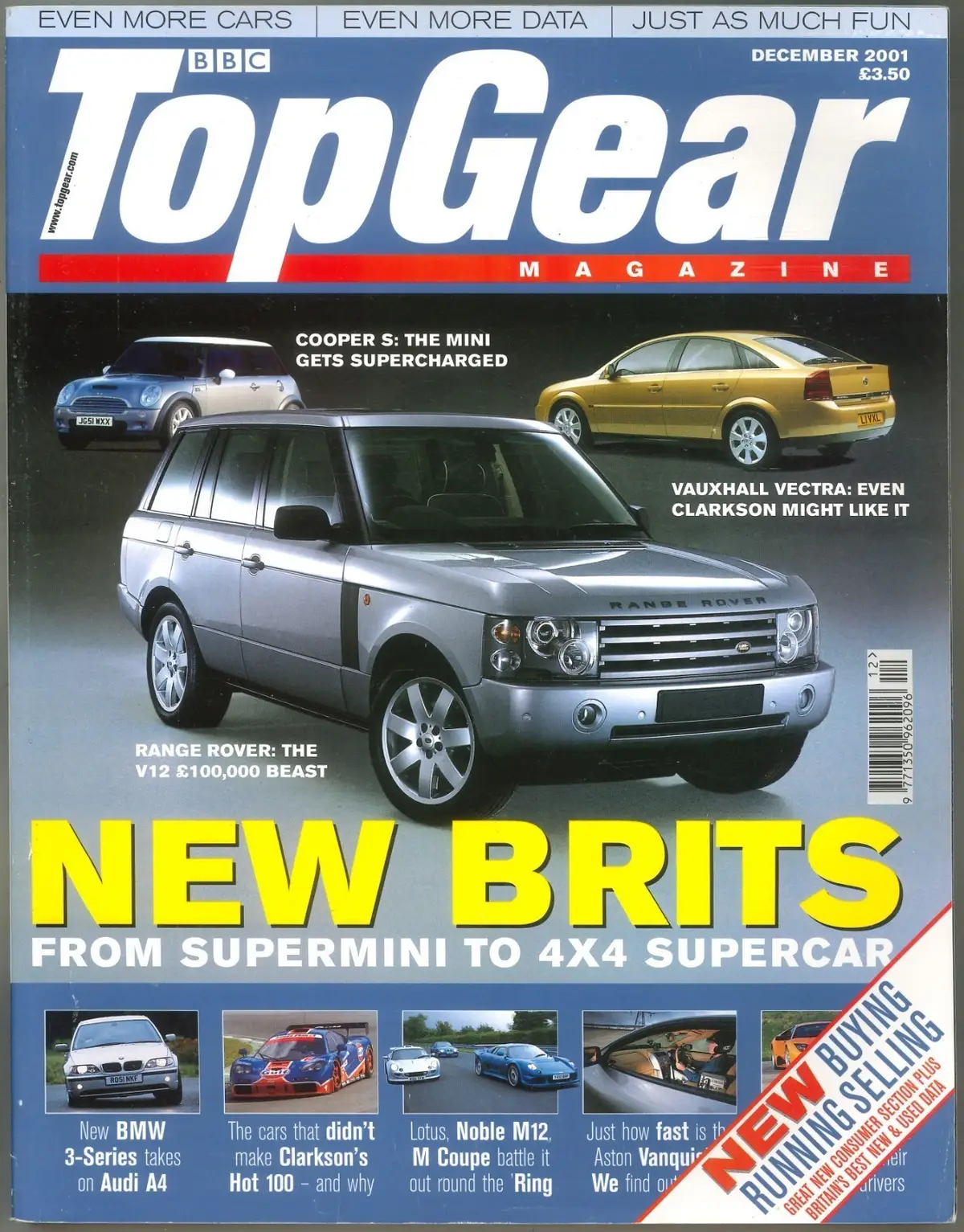 BBC Top Gear Magazine: Issue #99, Range Rover V12, Cooper S, BMW, Dec 2001