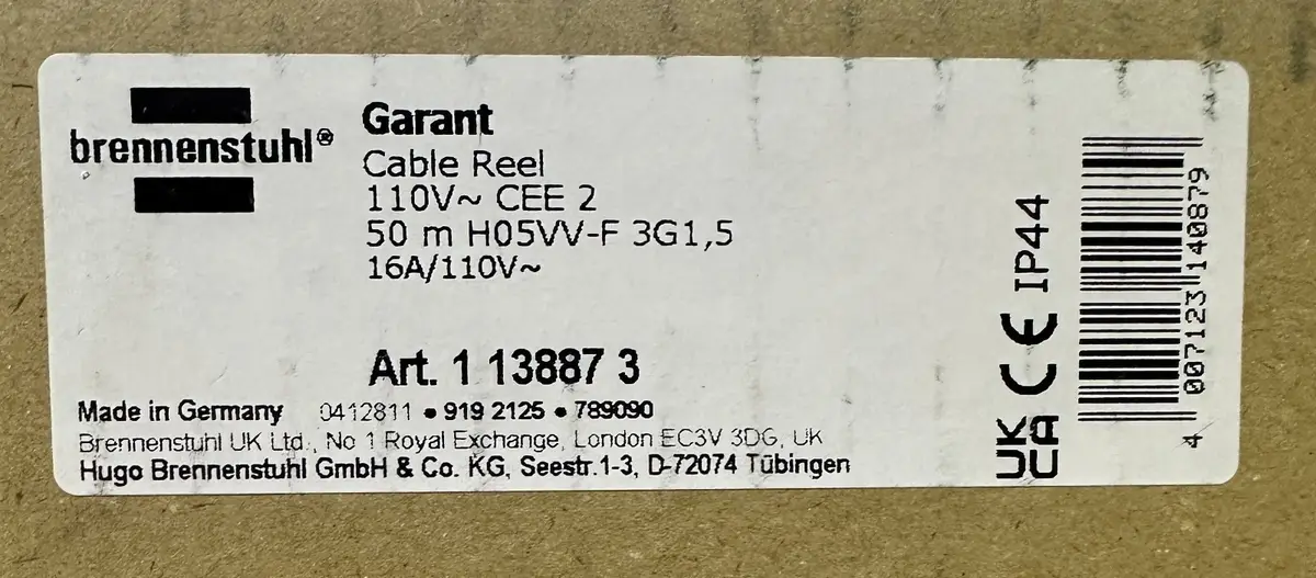 50m 2 CEE Sockets 16A 110V Brennenstuhl Garant Cable Reel IP44 Extension Lead - image 6 | Free standard UK delivery included | Discount Quality Products