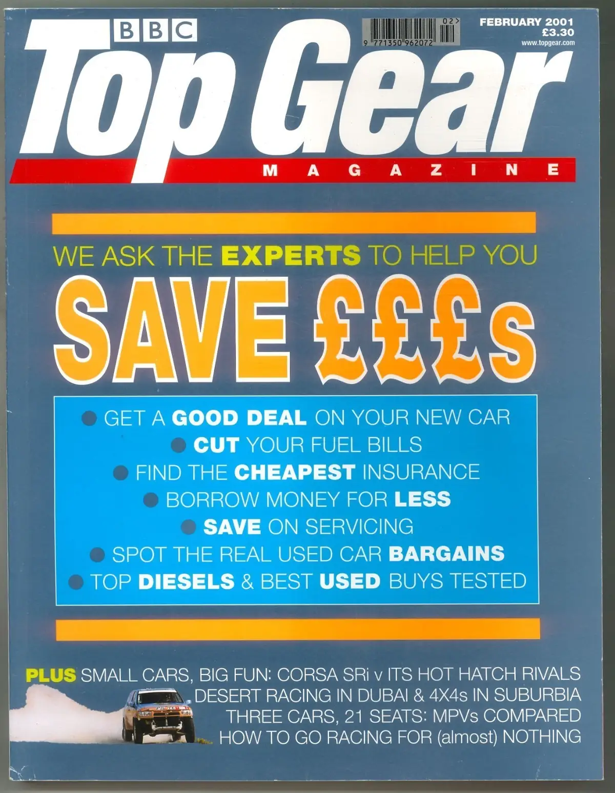 BBC Top Gear Magazine: Issue #89, Vauxhall Corsa SRi, Ford, Porsche, Feb 2001