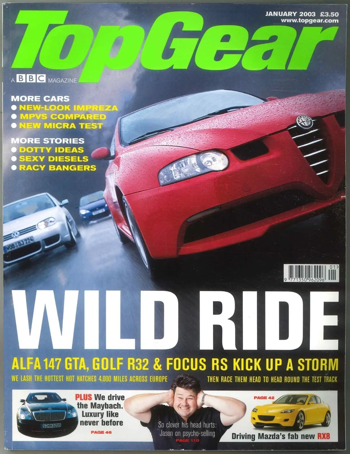 BBC Top Gear Magazine Issue #112, Alfa 147 GTA, Lotus, Subaru, Jan 2003 (Wear)