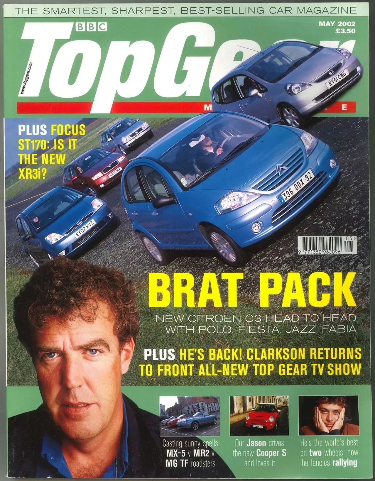 BBC Top Gear Magazine: Issue #104, Citroen C3, Ford Focus, BMW, May 2002 (Wear)