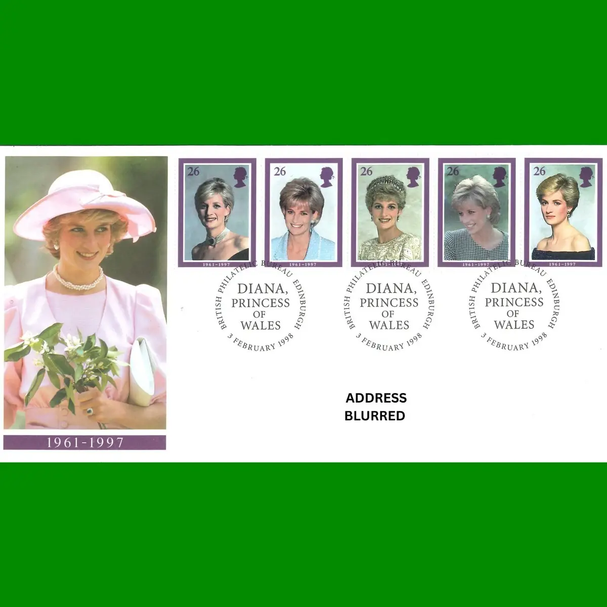 FDC Diana Princess of Wales Commemorative Royal Mail First Day Cover 3.2.1998
