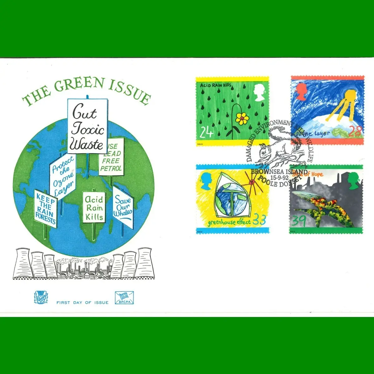 FDC The Green Issue Commemorative Stamps Royal Mail First Day Cover 15.9.1992