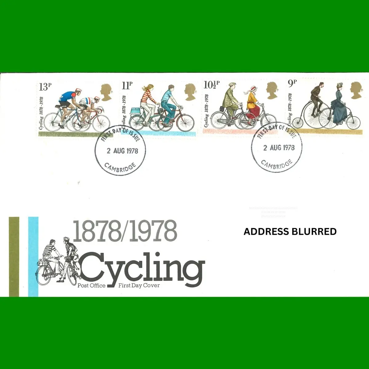 UK FDC Cycling Centenaries Cyclists Touring British First Day Cover 2.8.1978 - Stamps & First Day Covers | Free standard UK delivery included | Discount Quality Products