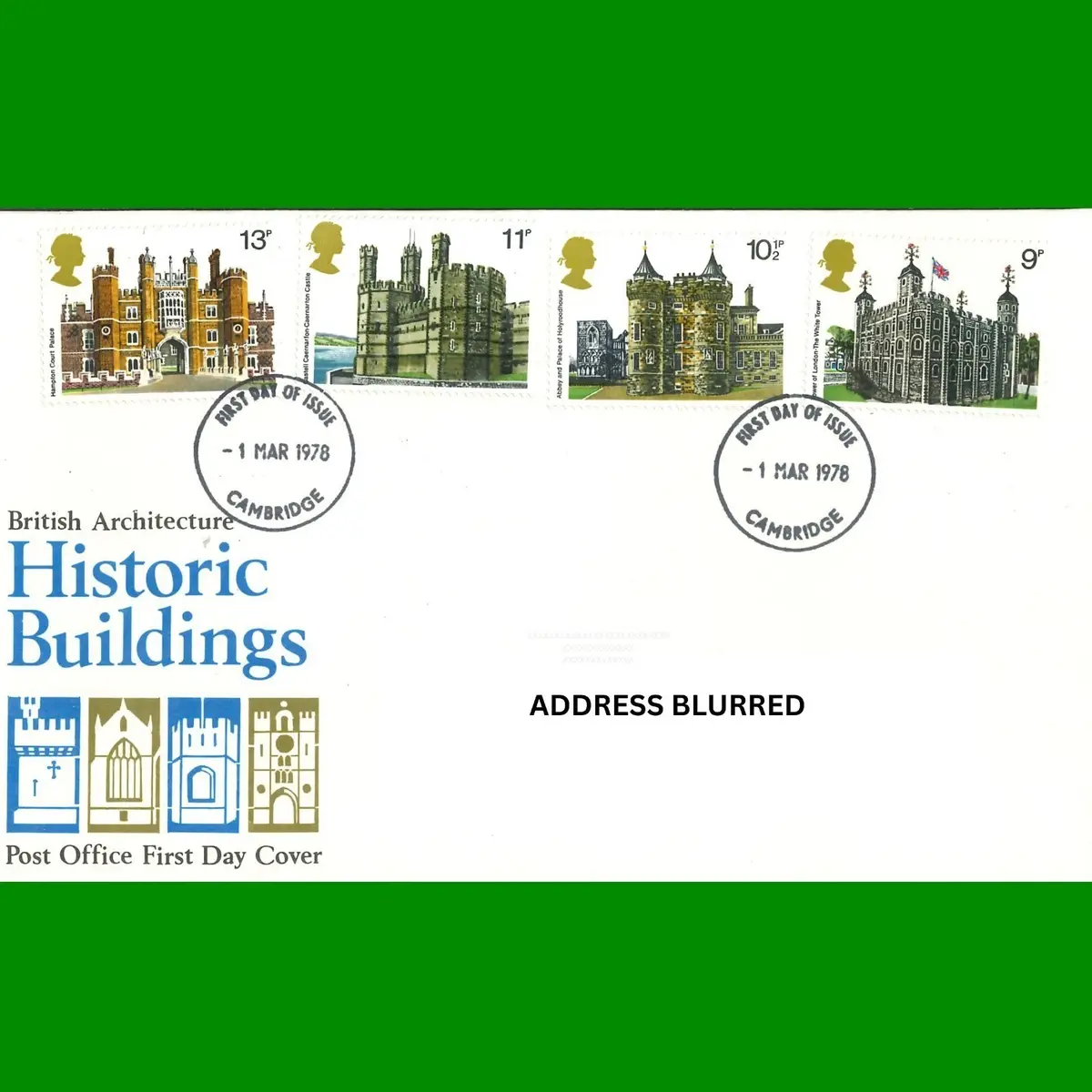 FDC British Architecture Historic Buildings Stamps Cover Official 1.3.1978