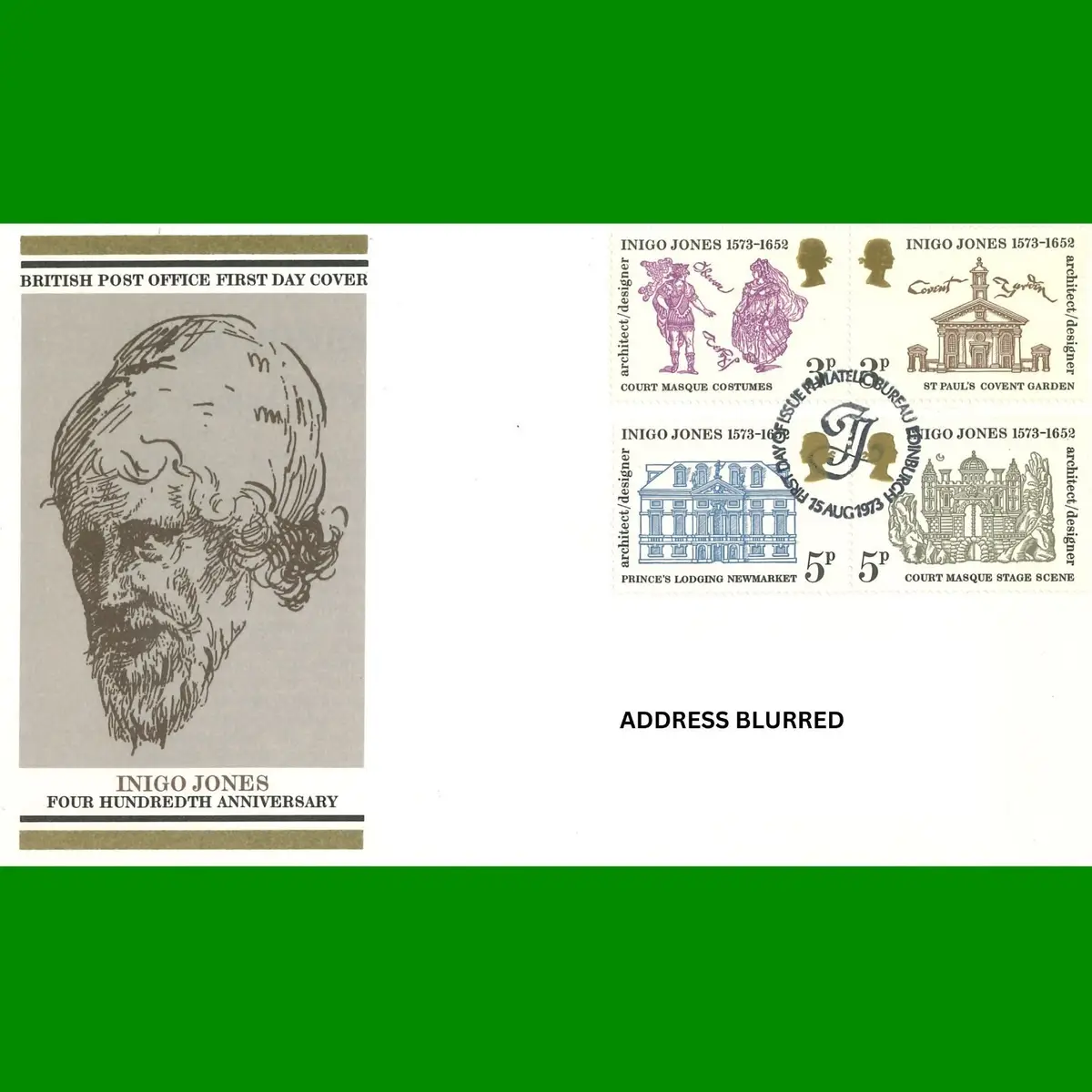 FDC Inigo Jones 400th Anniversary Stamps First Day Cover 15.8.1973