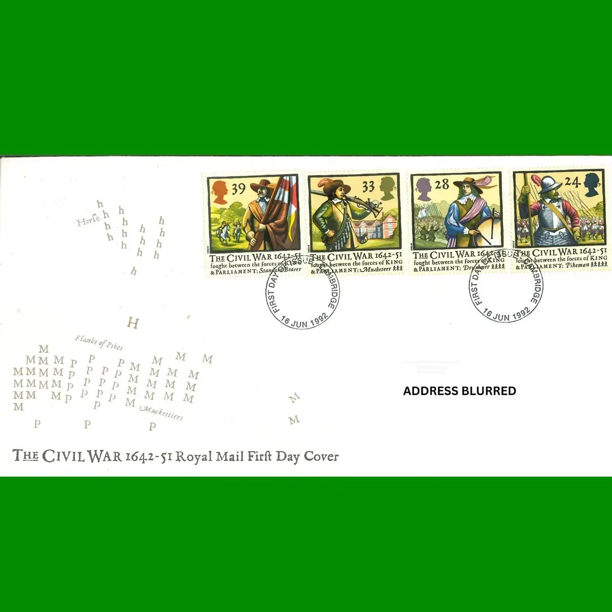 FDC The Civil War 1642-51 350th Anniversary Commemorative Cover 16.6.1992