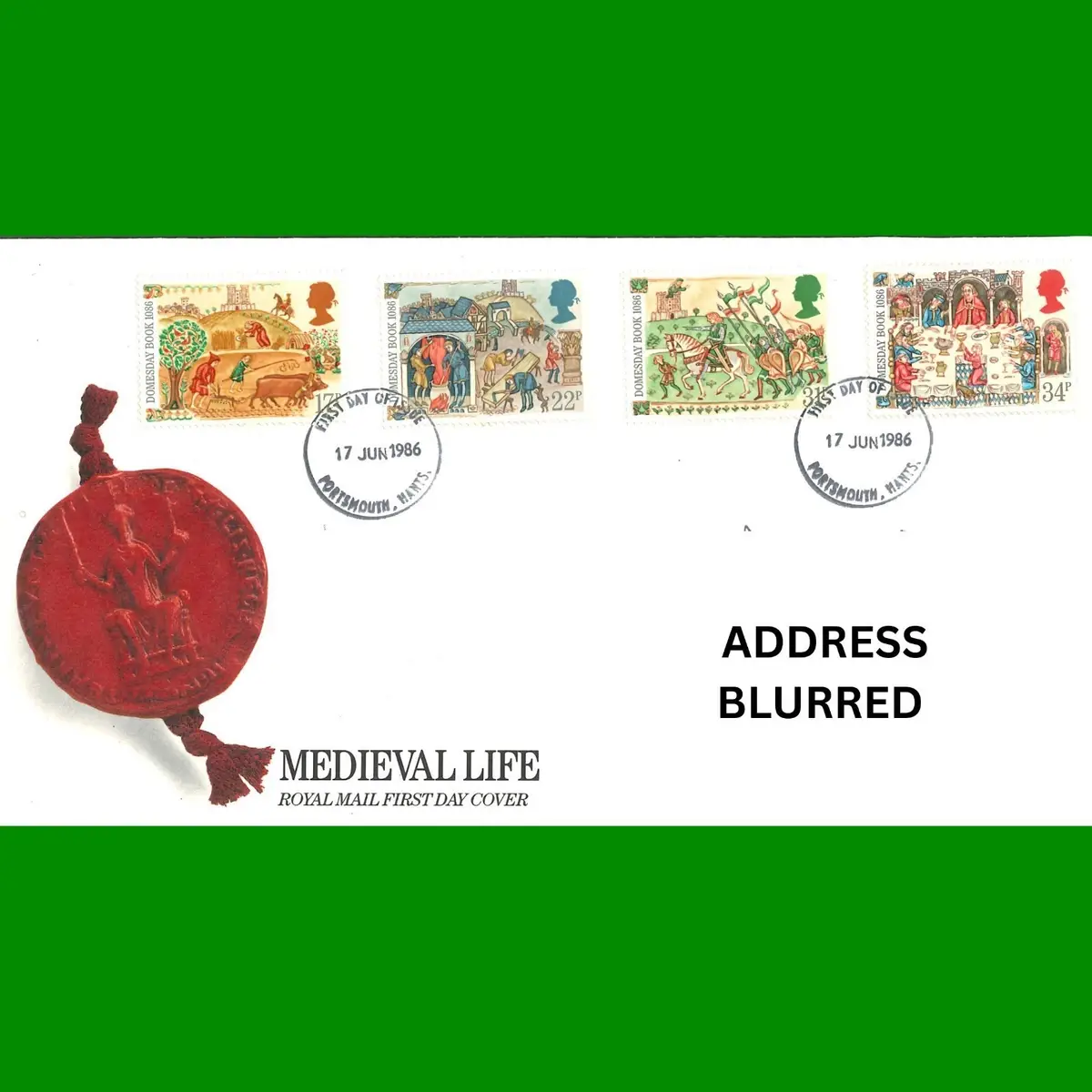 FDC Medieval Life Domesday Book Royal Mail Stamps Collection 17.6.1986