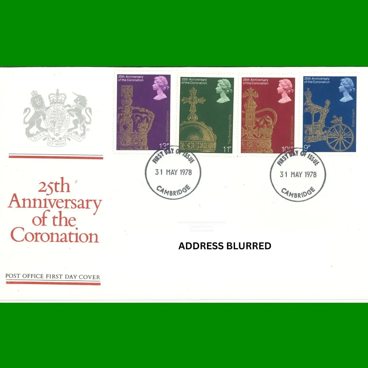 FDC 25th Anniversary Coronation Commemorative First Day Cover 31.5.1978