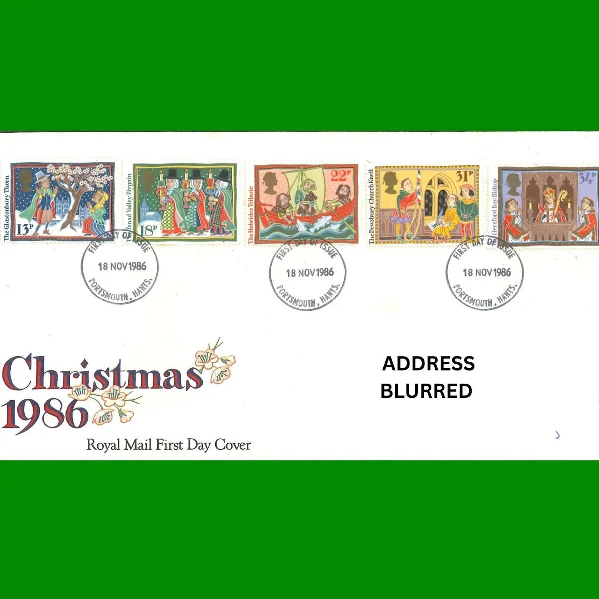 FDC Christmas 1986 Folk Customs Royal Mail Stamps Collection 18.11.1986