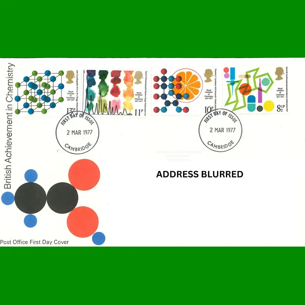 FDC British Achievement in Chemistry Stamps Commemorative Cover 2.3.1977