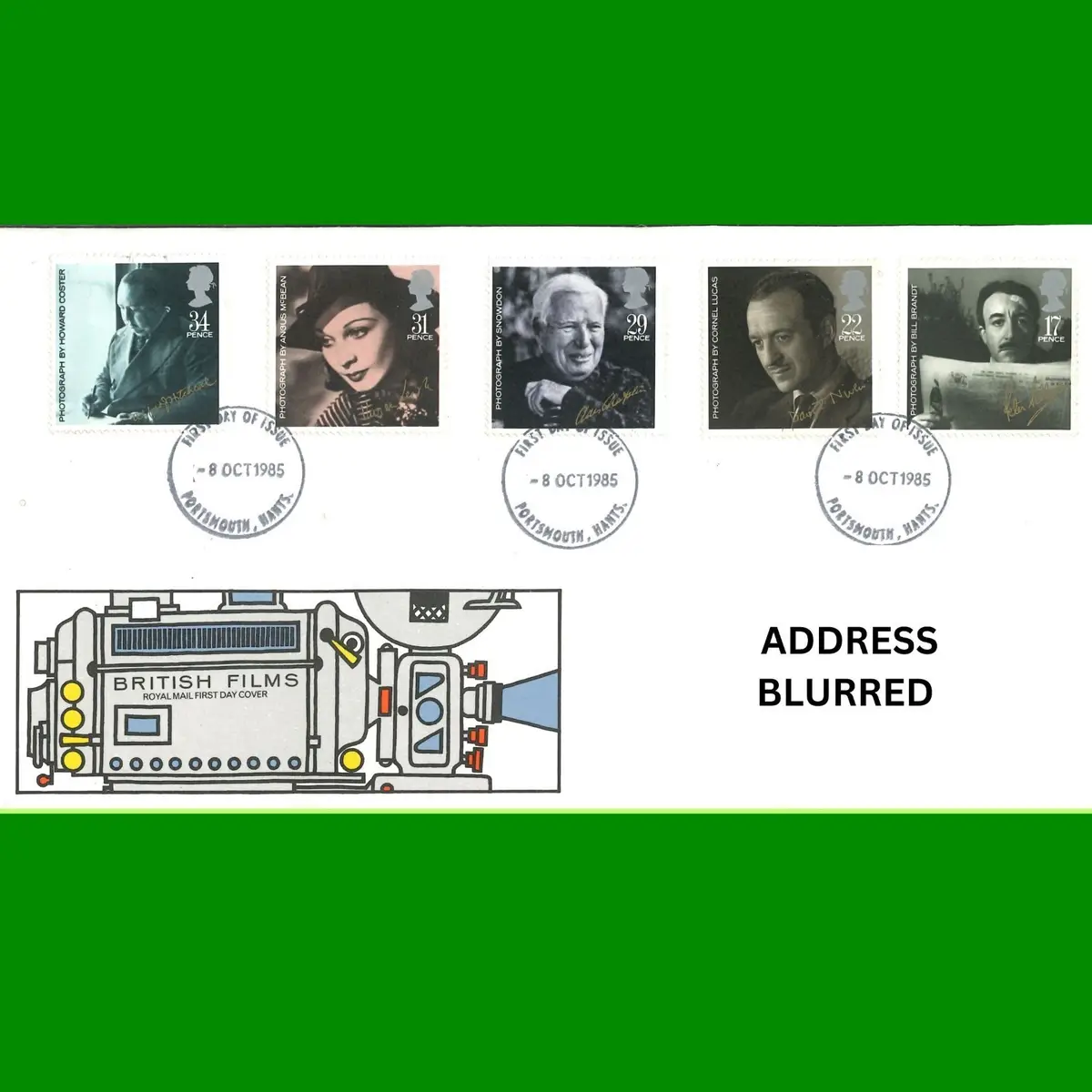 FDC British Films Stamps Commemorative Royal Mail First Day Cover 8.10.1985