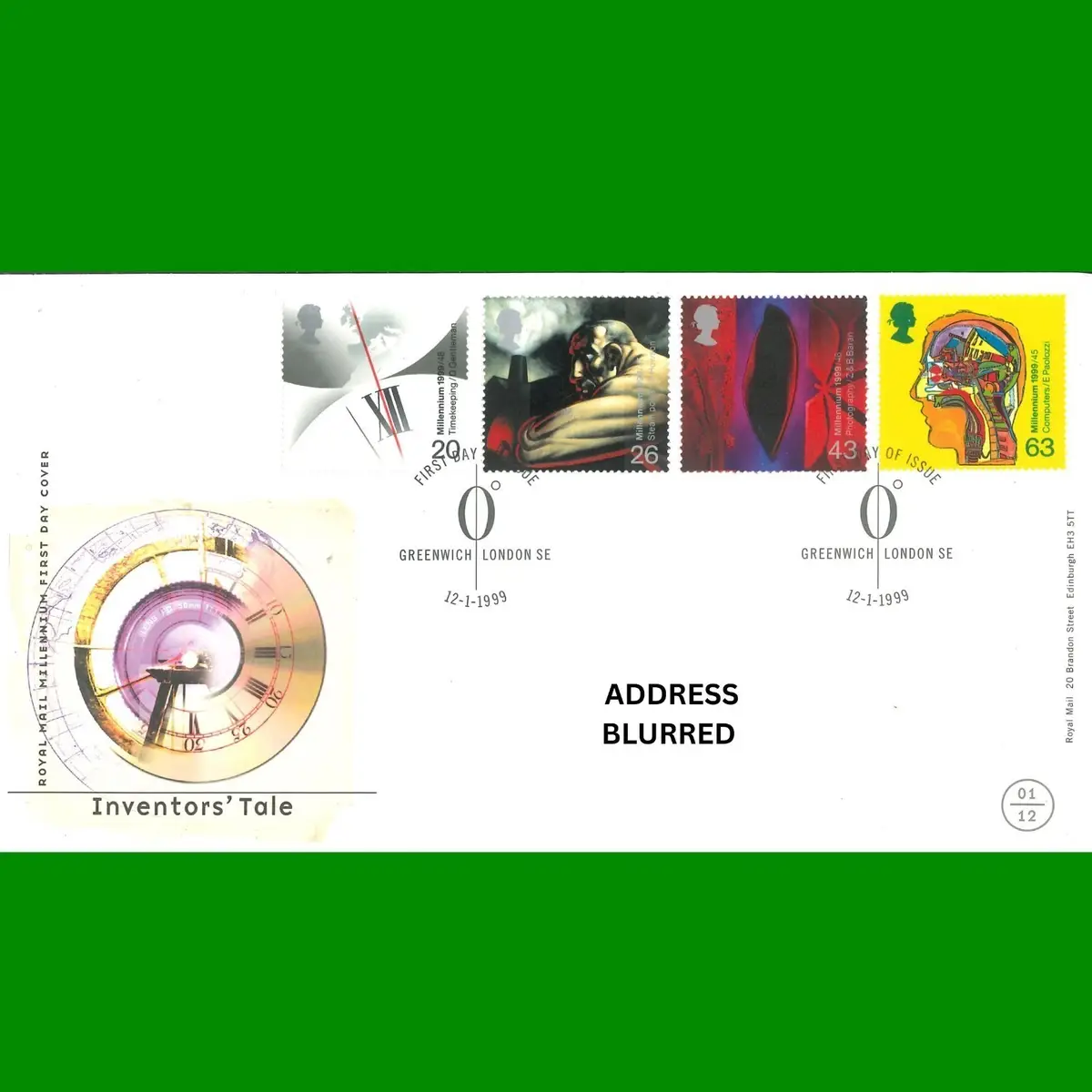 FDC Inventors Tale Royal Mail Stamps Commemorative First Day Cover 12.1.1999