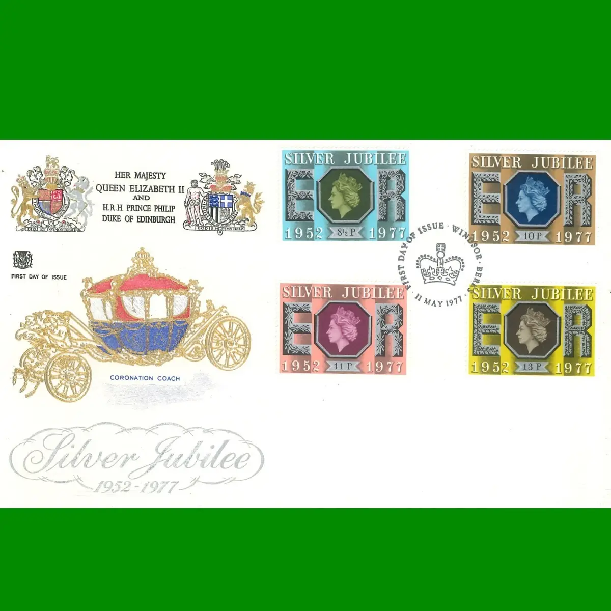 FDC Silver Jubilee Stamps Official Commemorative First Day Cover 11.5.1977