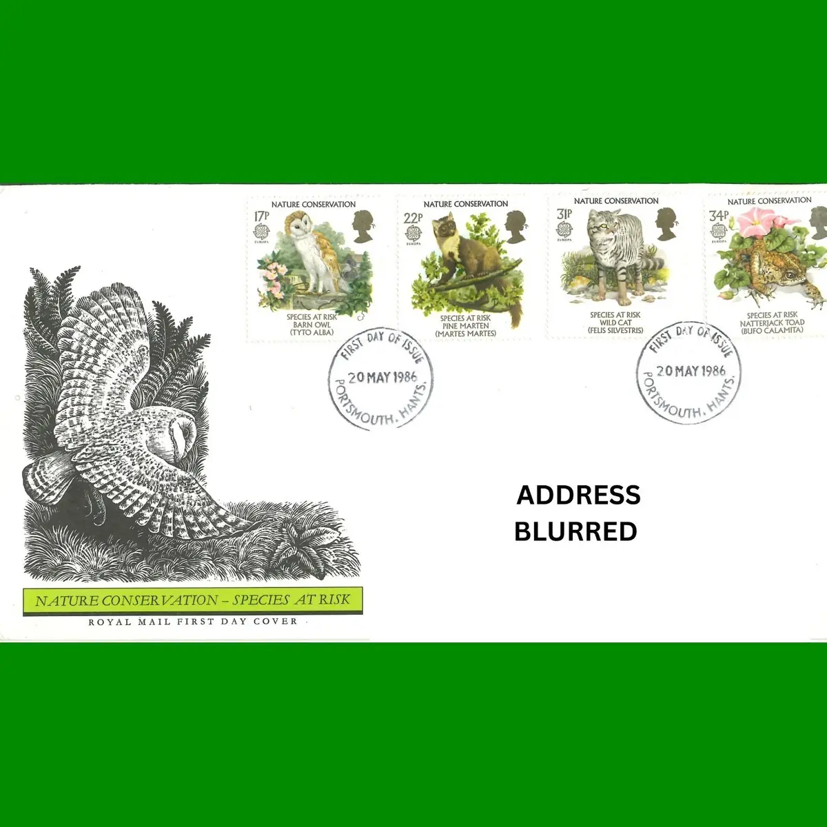 FDC Nature Conservation Species At Risk Stamps Royal Mail 20.5.1986