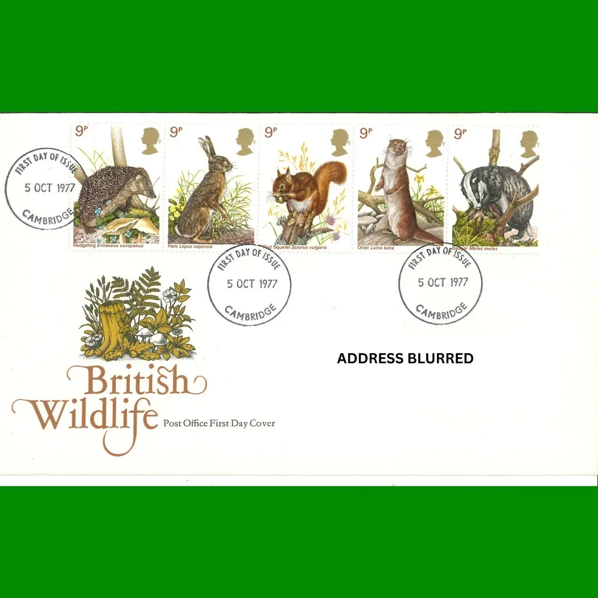 FDC British Wildlife Animals Stamps Commemorative Official Cover 5.10.1977
