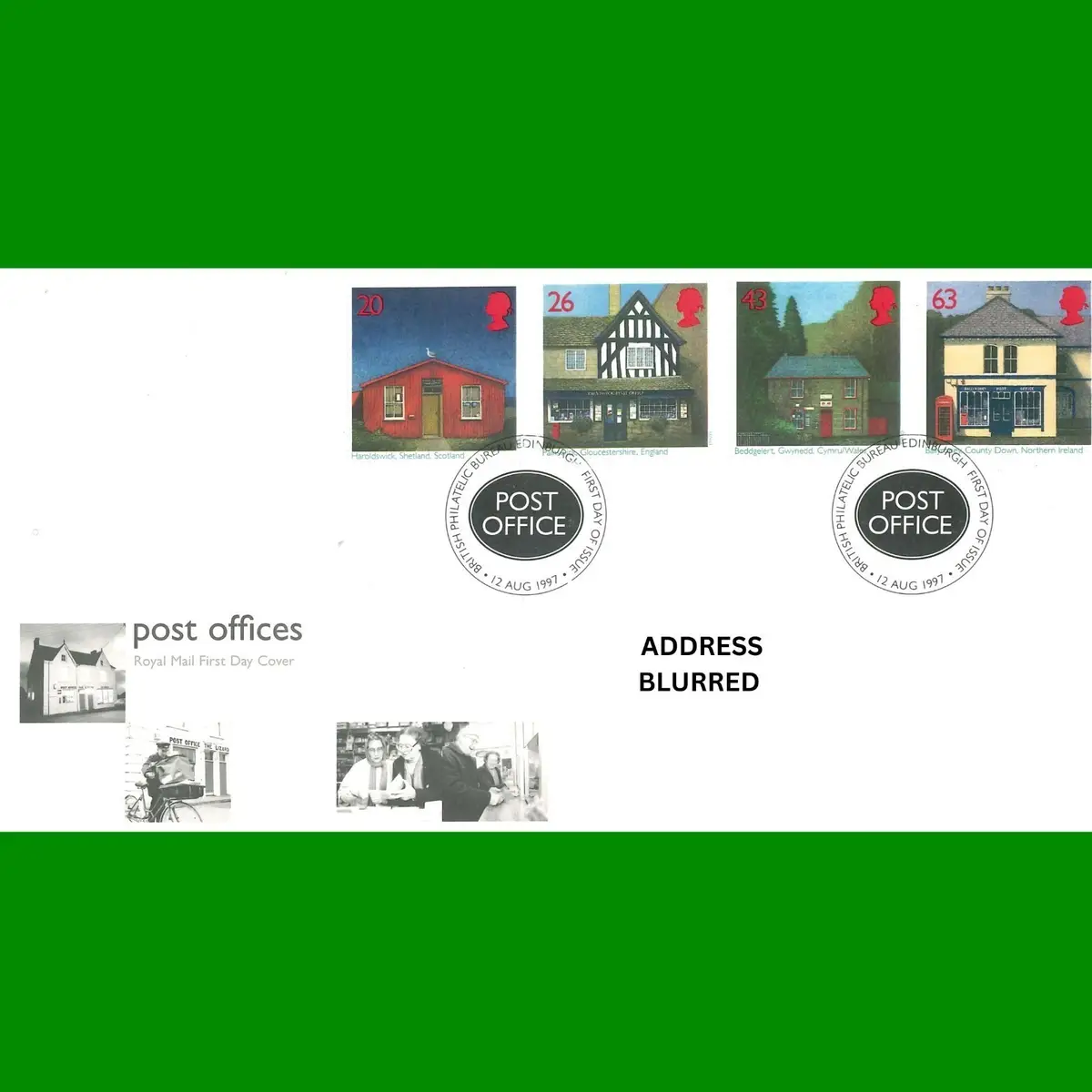 FDC Post Offices Royal Mail Official Commemorative First Day Cover 12.8.1997