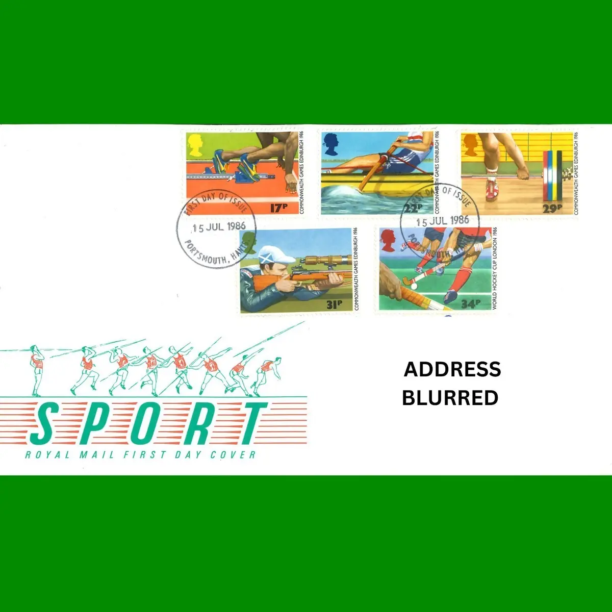 FDC Sport Commonwealth Games Hockey Royal Mail Stamps 15.7.1986