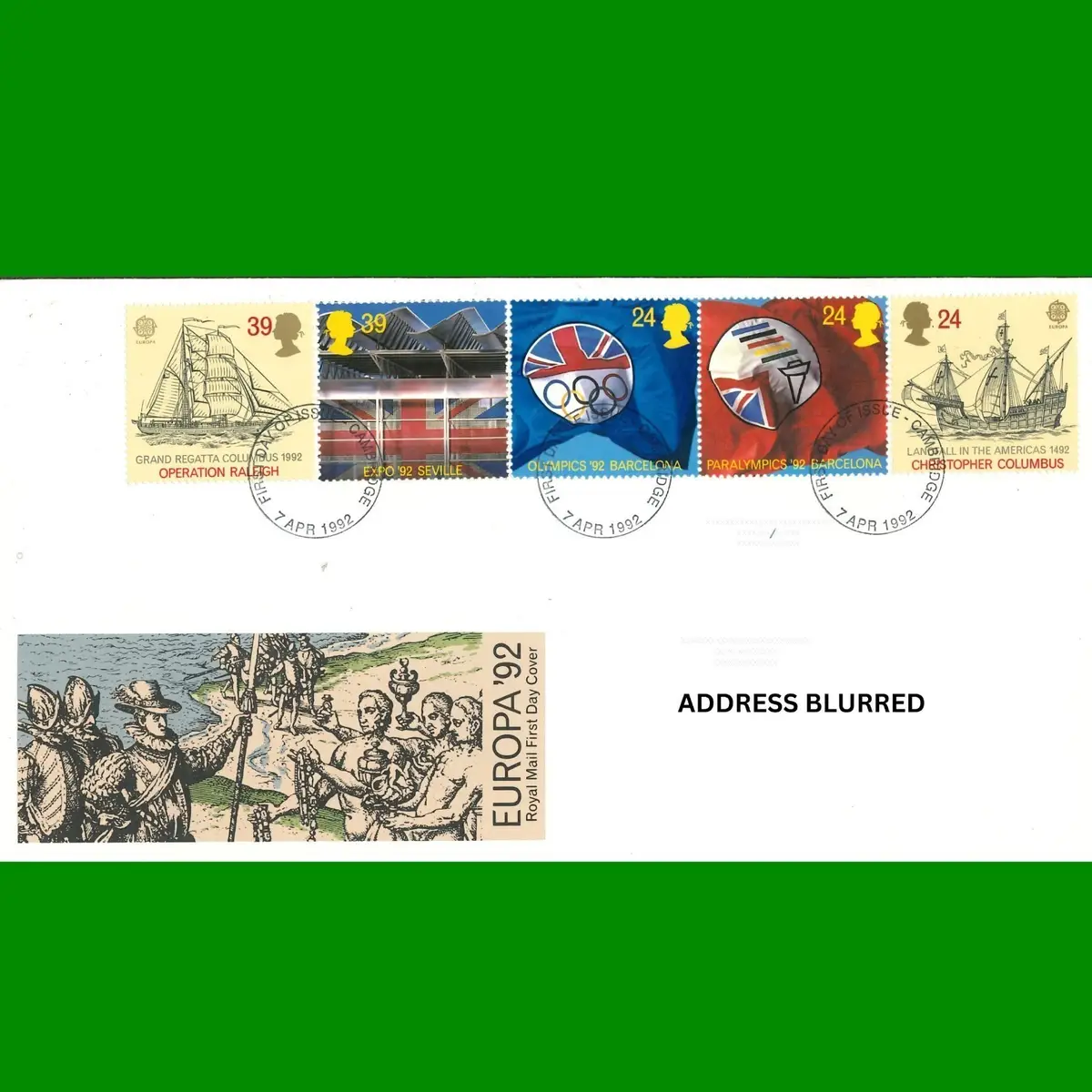 UK FDC Europa International Events Commemorative Stamps Official Cover 7.4.1992 - Stamps & First Day Covers | Free standard UK delivery included | Discount Quality Products