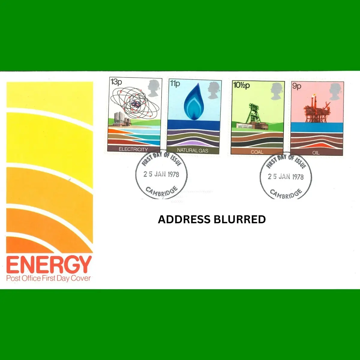 FDC Energy Resources Stamps Collection Commemorative First Day Cover 25.1.1978