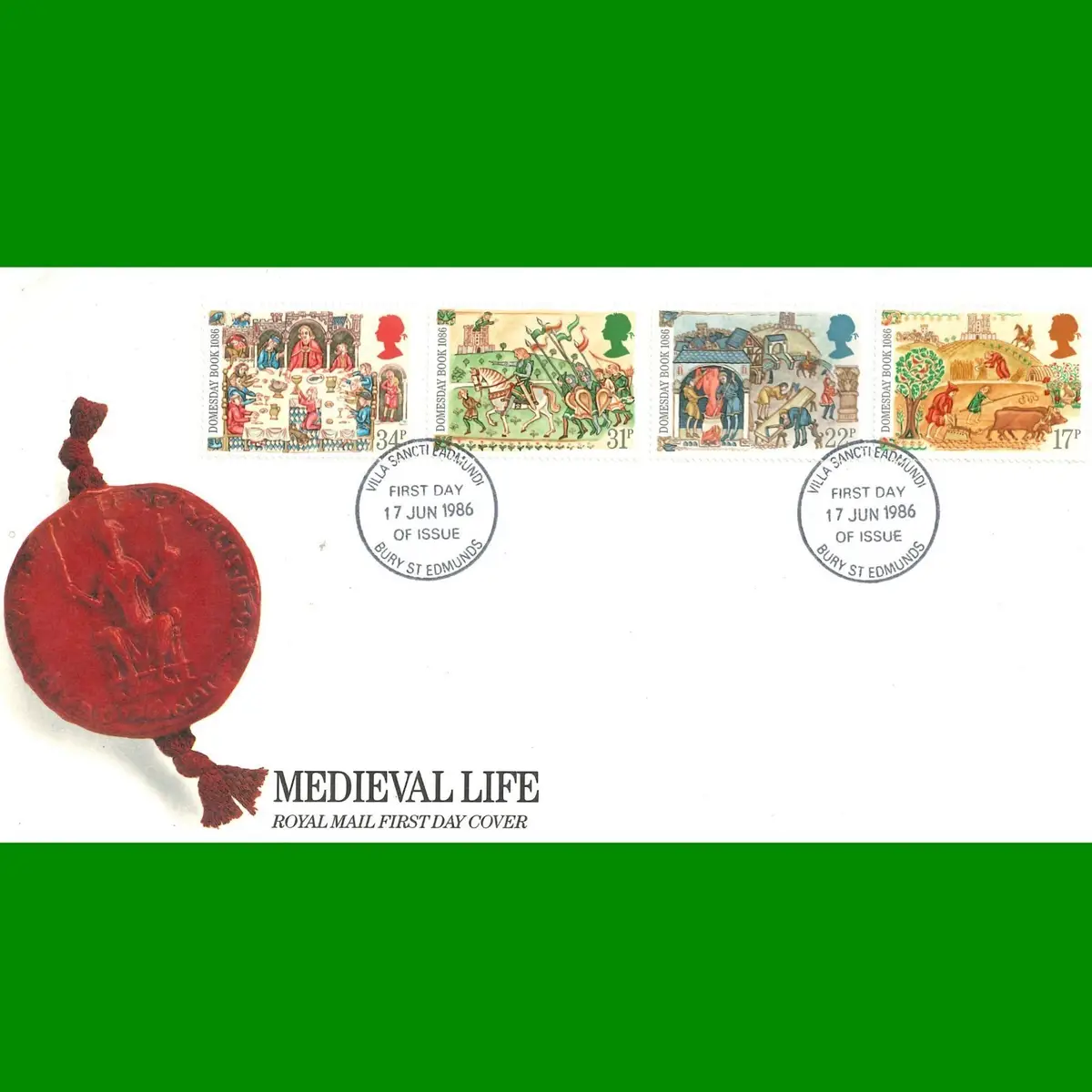FDC Medieval Life Royal Mail Stamps Commemorative First Day Cover 17.6.1986