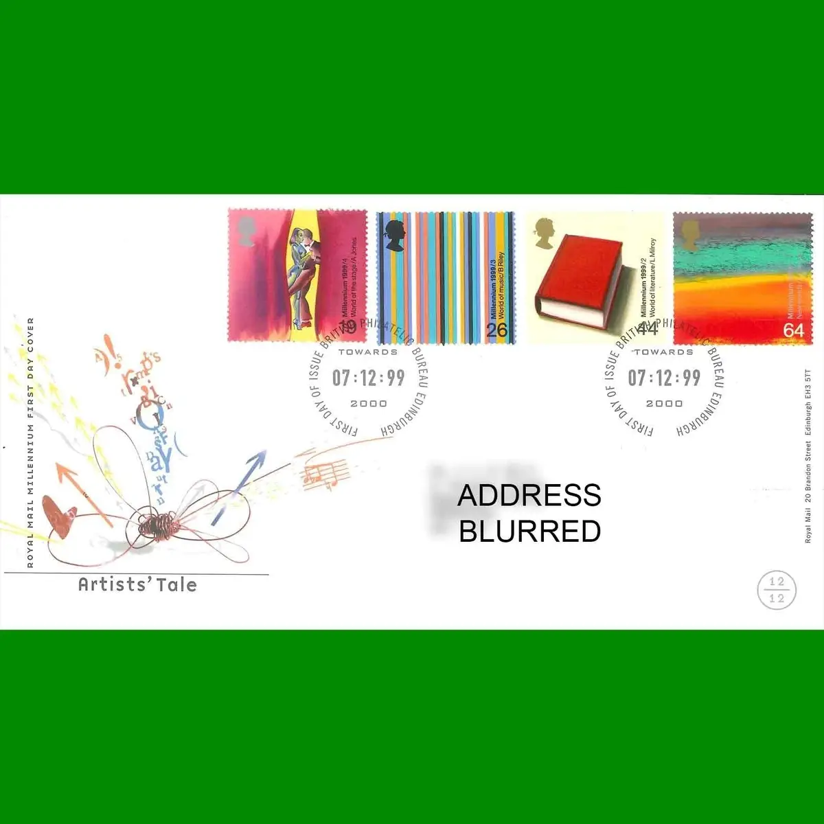 FDC Artists' Tale Commemorative Royal Mail First Day Cover Stamps, 7.12.1999
